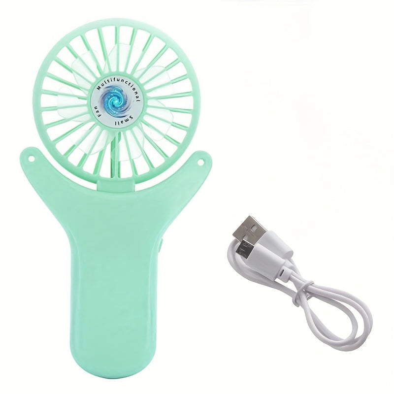 Portable USB Rechargeable Mini Fan - Compact Handheld Neck Fan with 1200mAh Battery, 3 Speed Settings, Foldable Design for Travel & Students, Lightweight Fan for Purse or Bag
