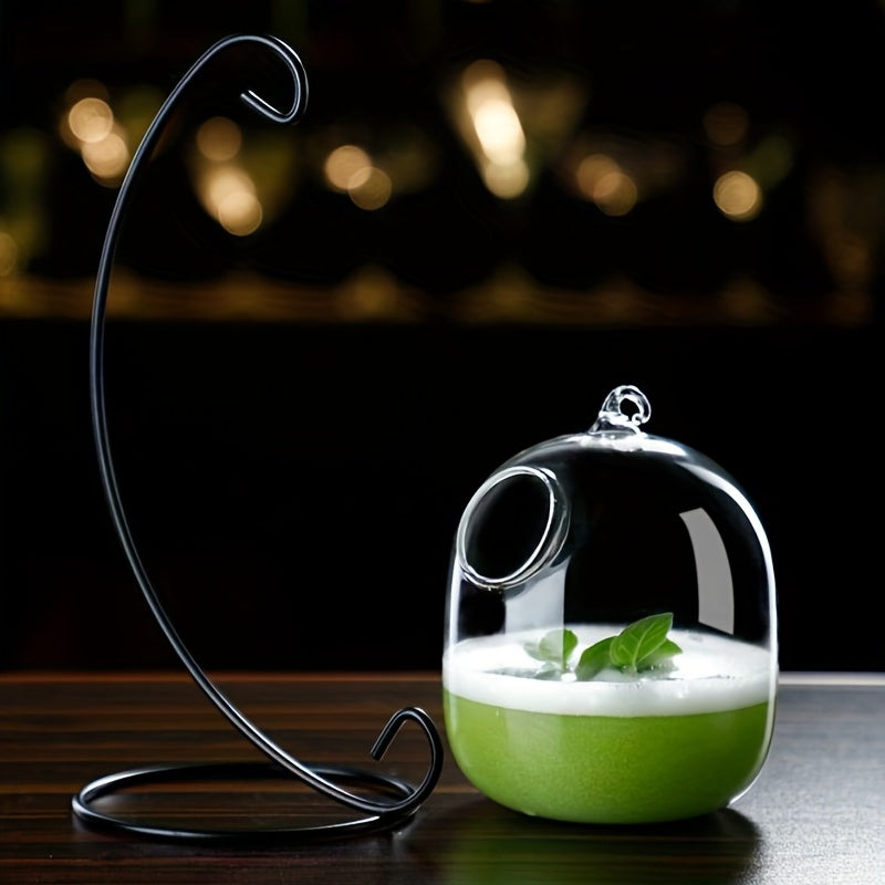1pc 11.8oz Hanging Cocktail Glass with Iron Stand - BPA-Free, Reusable Martini & Wine Bar Glassware, Perfect for Summer Drinks, Hand Wash Only, Elegant Round Design for Refreshing Beverages, Summer Drinkware | Elegant Round Glass