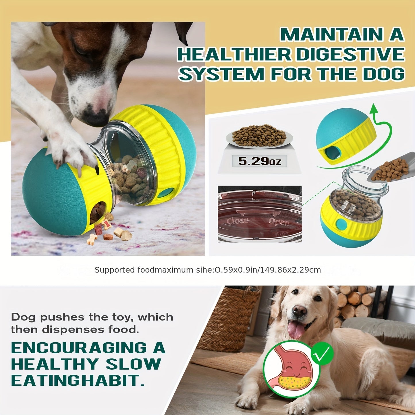 Interactive Dog Treat Dispenser Toy - Durable Chew Ball for Dental Health, Slow Feeder Puzzle for All Breeds