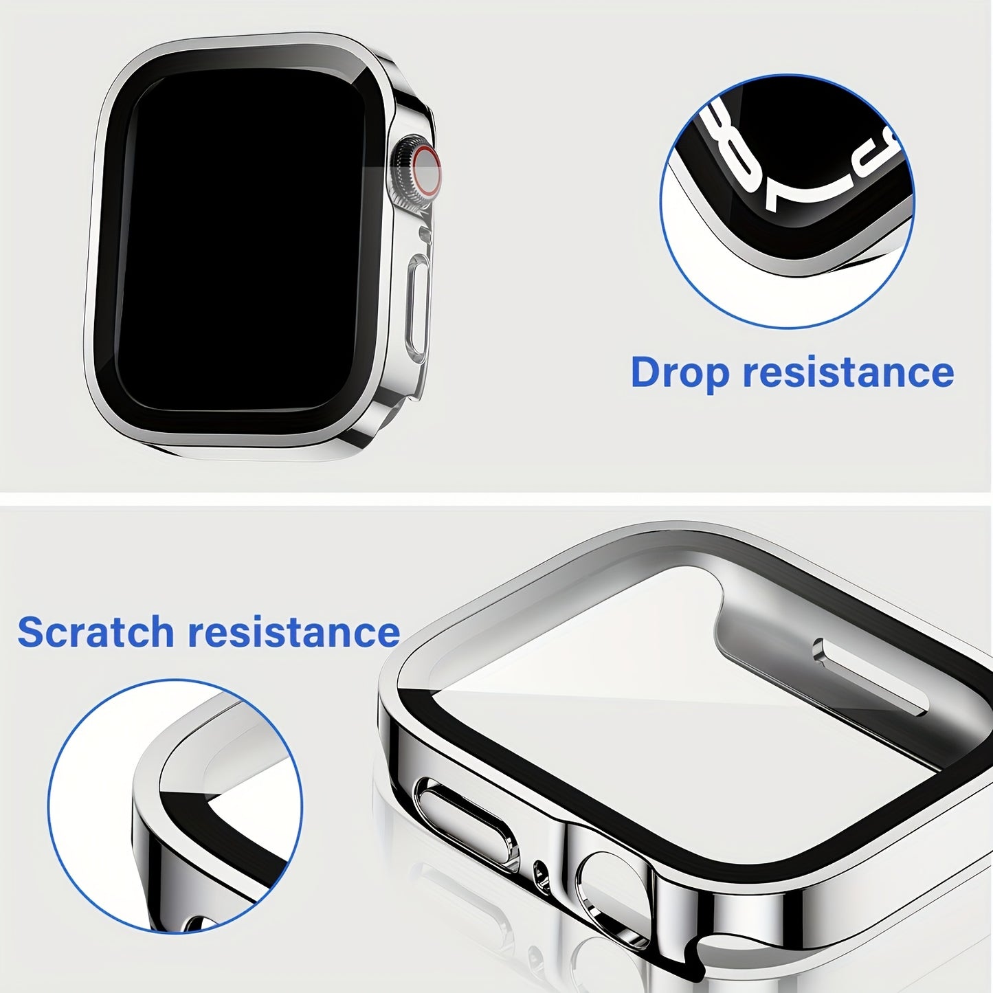 Set of 3, Full Coverage PC Protective Case for Apple Watch with Built-In Glass Screen Protector, Offering Comprehensive Protection, Lightweight And Scratch-Resistant, Suitable for 40MM, 41MM, 44MM, 45MM, And 49MM.