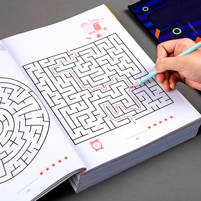 192 Patterns Concentration Maze Training Book for Students, Thinking Development Attention Game Puzzle Development Toy, Maze Game Book, Ideal for Holidays, Halloween, Christmas Gifts