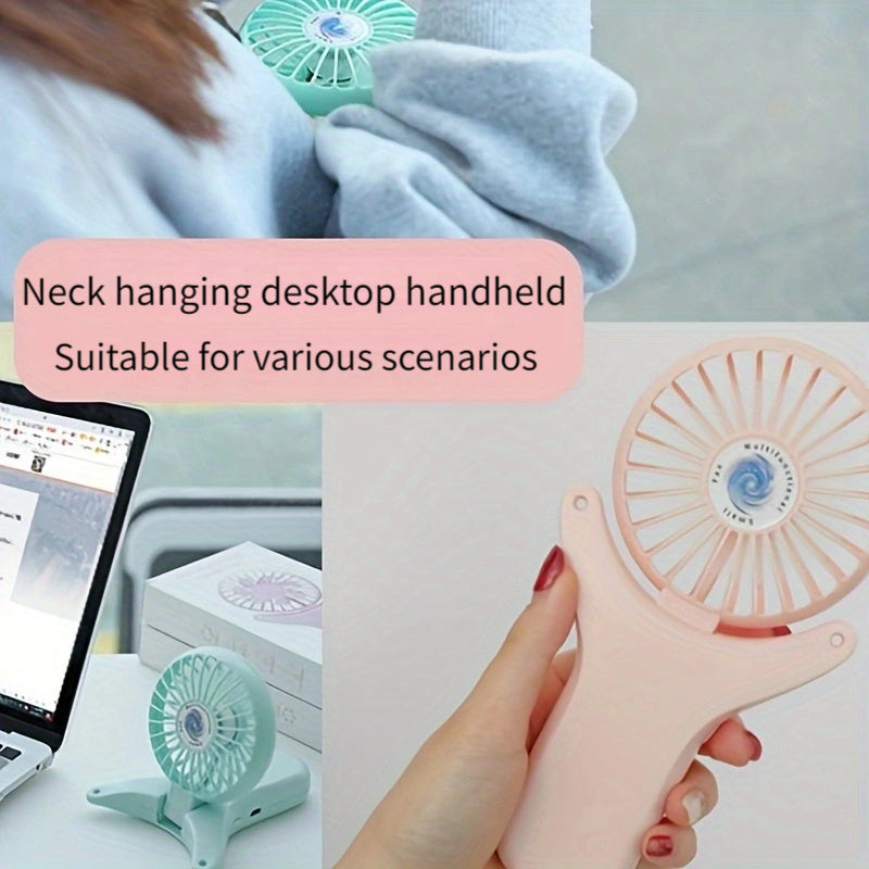 Portable USB Rechargeable Mini Fan - Compact Handheld Neck Fan with 1200mAh Battery, 3 Speed Settings, Foldable Design for Travel & Students, Lightweight Fan for Purse or Bag