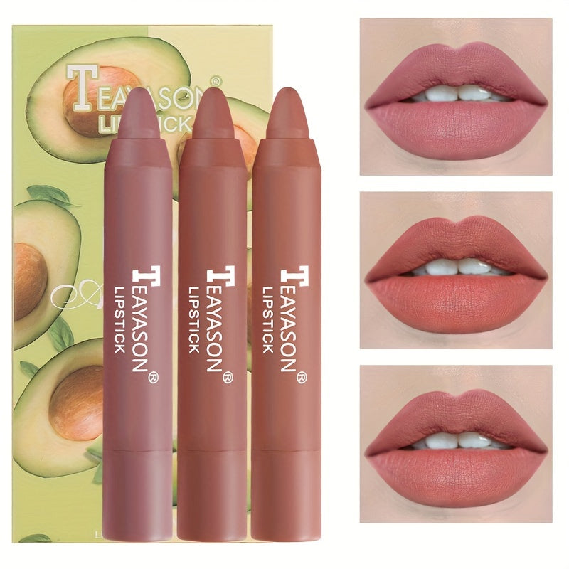Set Of 3pcs Lipstick, Lip Liner Pen Lipstick Pen, Long Lasting Matte Nude Color, Natural Lip Gloss Lip Makeup Gift Set For Valentine's Day Valentine's Day Gifts