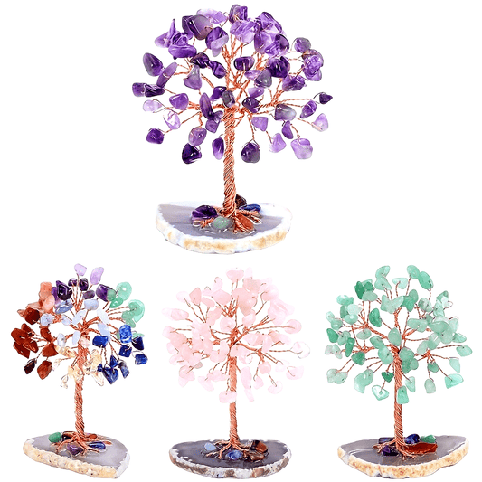 Natural Amethyst Crystal Tree Ornament - 1pc Quartz Decoration Home Decor Festival Gift (Random Base)