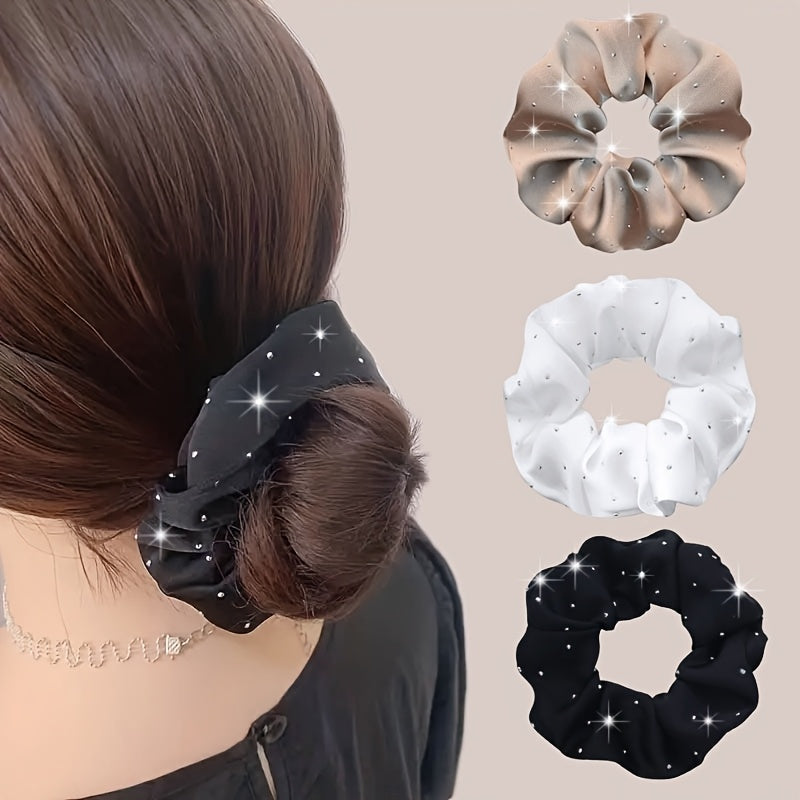 3pcs Elegant Women's Hair Tie Set, Stylish Rhinestone Headbands with Embellished Fabric Straps, Perfect for Ladies and s, Ideal Wedding and Party Gift