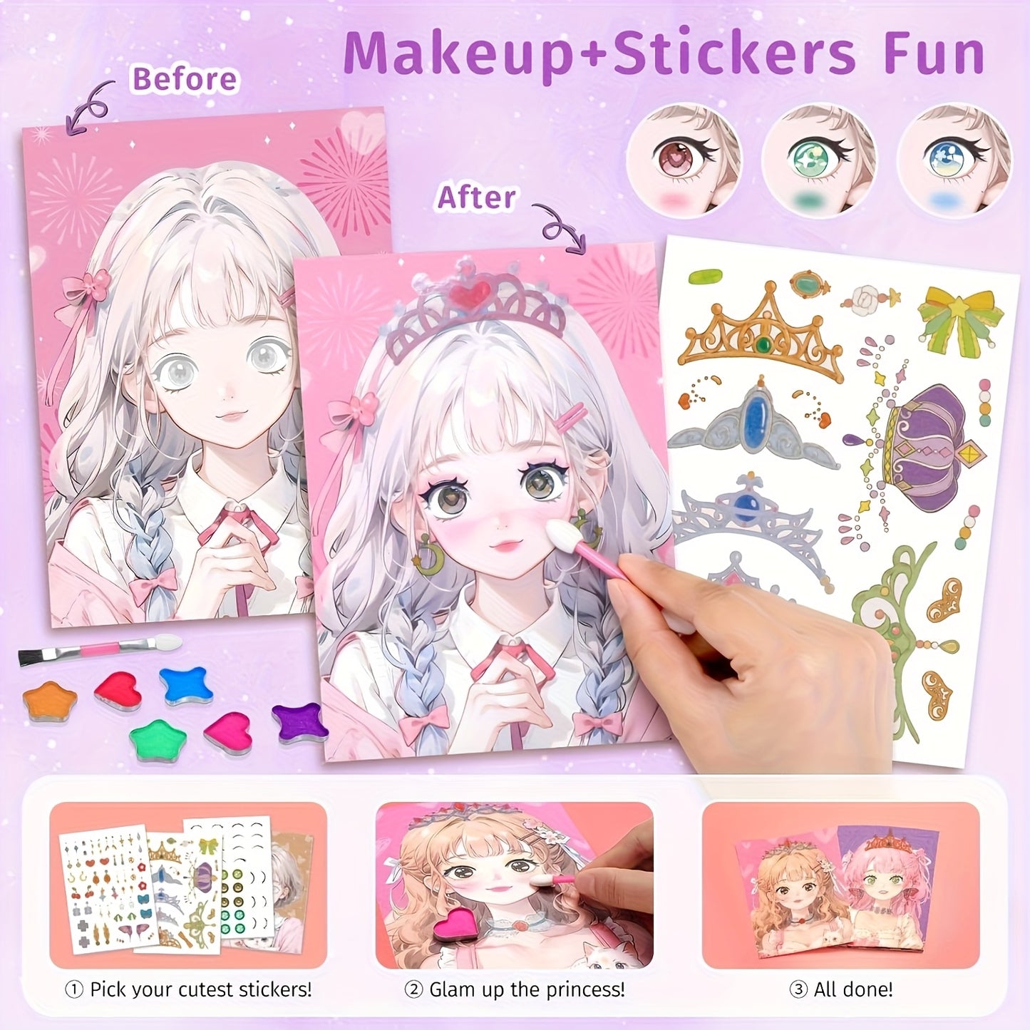 DIY Princess Makeup Bag Set - Handmade Makeup Dress Up, Diamond Stickers, Suitable for Girls | Perfect for New Year, Easter, Christmas, Mother'S Day, New Year