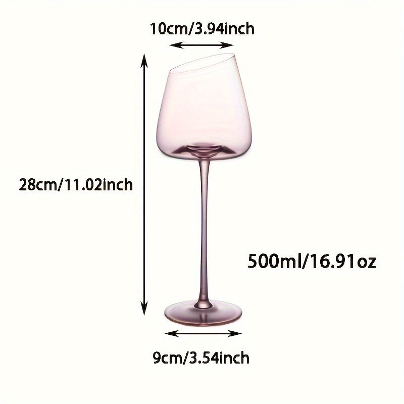 Internet celebrity ins flamingo red wine glass champagne glass oblique mouth household small fresh pink blue crystal glass Bordeaux high foot cup French oblique mouth light luxury style good-looking wine glass sweet wine glass gift box wedding birthday gi