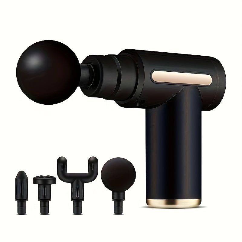 Electric Fascia Massage Gun, Electric Muscle Massager, Equipped with 4 Interchangeable Massage Heads, Portable Handheld Ultra-Quiet Brushless Motor, Suitable for Sports And Fitness.