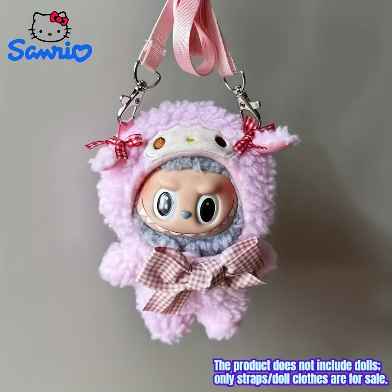 For Hello Kitty COS Rabbit Plush Backpack Accessory - Cute Blue & White Checkered Bow Design, Soft Polyester Fabric, Ideal for School & Birthday Gifts, School Backpack Accessory | Playful Accessory | Durable Zippers, Cute Backpacks