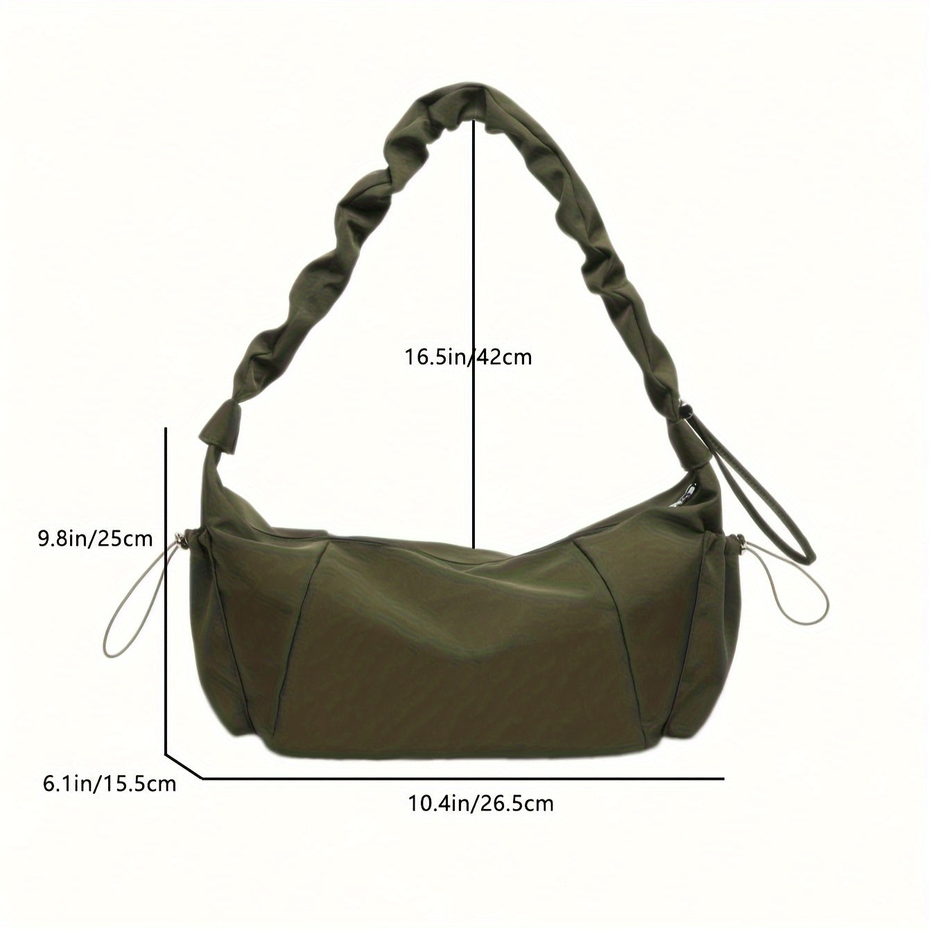 Nylon Crossbody Bag with Multi-Pocket, Pleated Design, Lazy Comfort, Zipper Closure, Casual Shoulder Bag