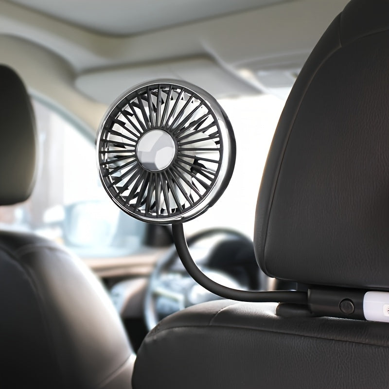 USB Car Back Seat Baby Fan, 2 Independent Heads, 360° Rotatable, 5V Quiet, Plastic, Exhaust, with Cord, for Sedan SUV RV Truck Van