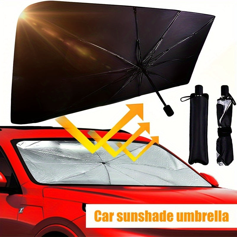 Premium Silvery Car Sunshade - Front Windshield Heat Insulation & UV Protection, Roll-Up Design for Easy Storage - for All Car Models - Suitable for Summer & Hot Weather - Perfect Gift for Car Owners