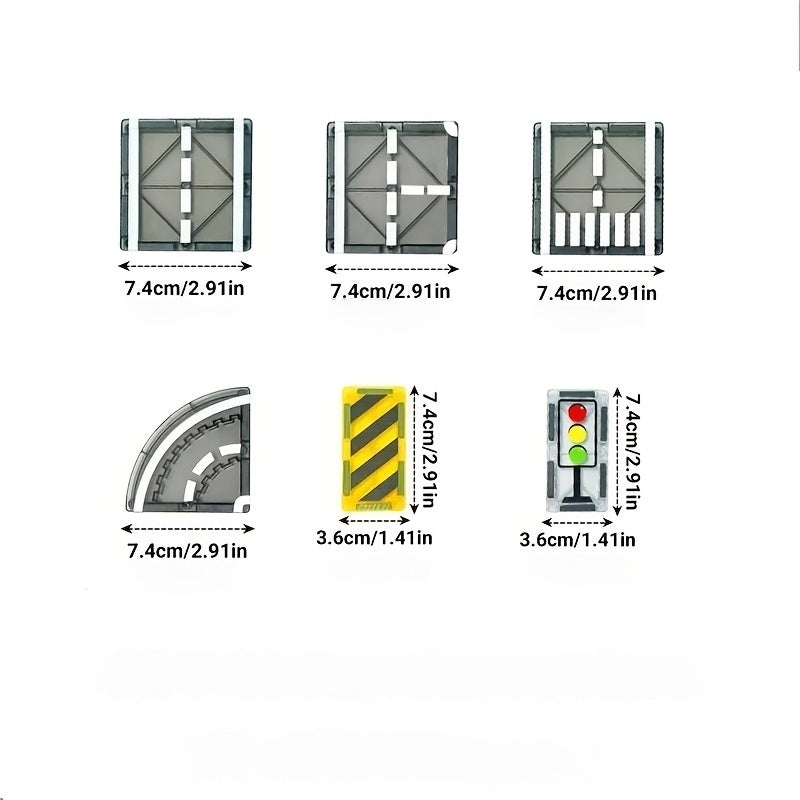 Magnetic Tiles Road Set with Magnet Crane Car Toys, Magnetic Building Blocks STEM Toys Creativity And Learning Construction Toys for Kids Age 3-6 Birthday Christmas Gifts (Random Color)