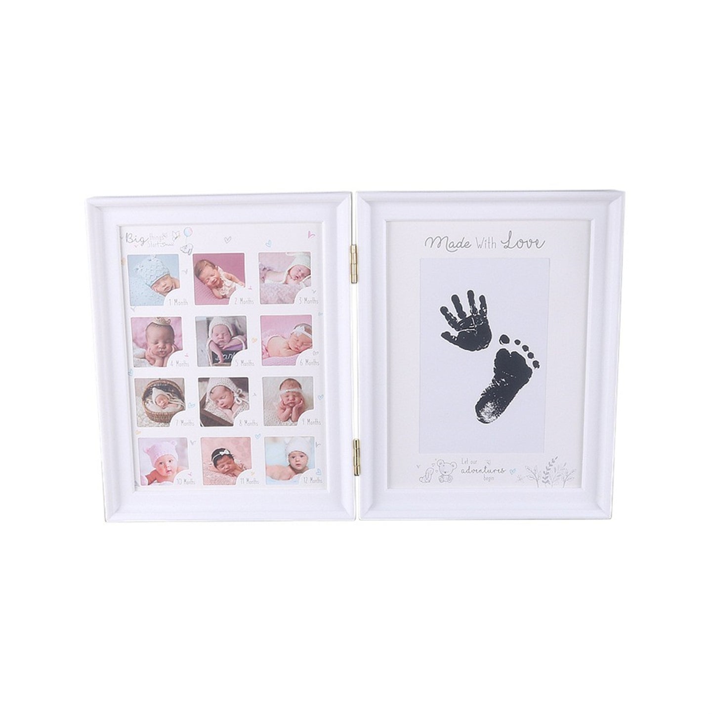 Hand and Footprint Frame - Personalized Polyvinyl Chloride Display with Cute Photos and Inked Footprints, Ideal for Christmas, Halloween, Thanksgiving, and Milestone Celebrations, Memory Book|Charming Frame Design|Polyvinyl Chloride Frame, Room Decor