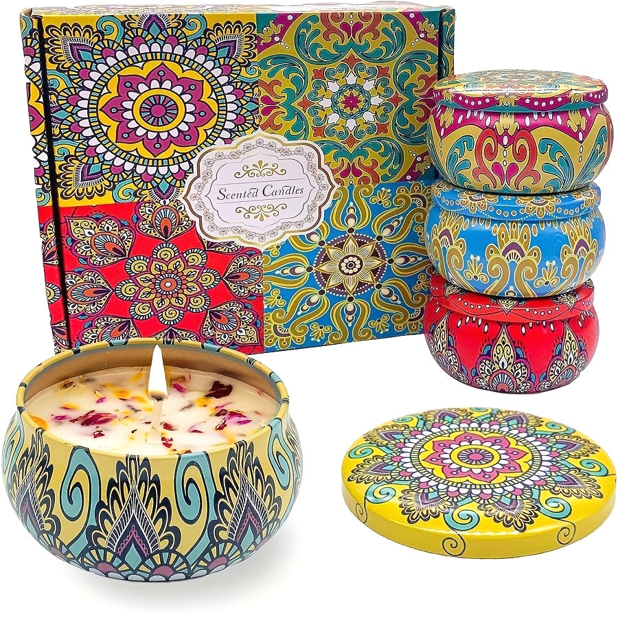 4pcs of fragrant candle set (4 kinds of fragrance types: jasmine, sandalwood, Small Canglan, Rose) cans are random. Candles, Bathing, Yoga, and Holiday Gifts, Mother's Day Gift