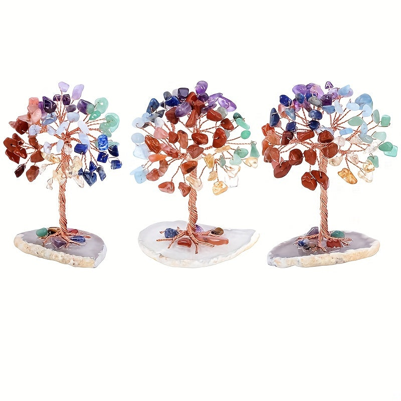Natural Amethyst Crystal Tree Ornament - 1pc Quartz Decoration Home Decor Festival Gift (Random Base)