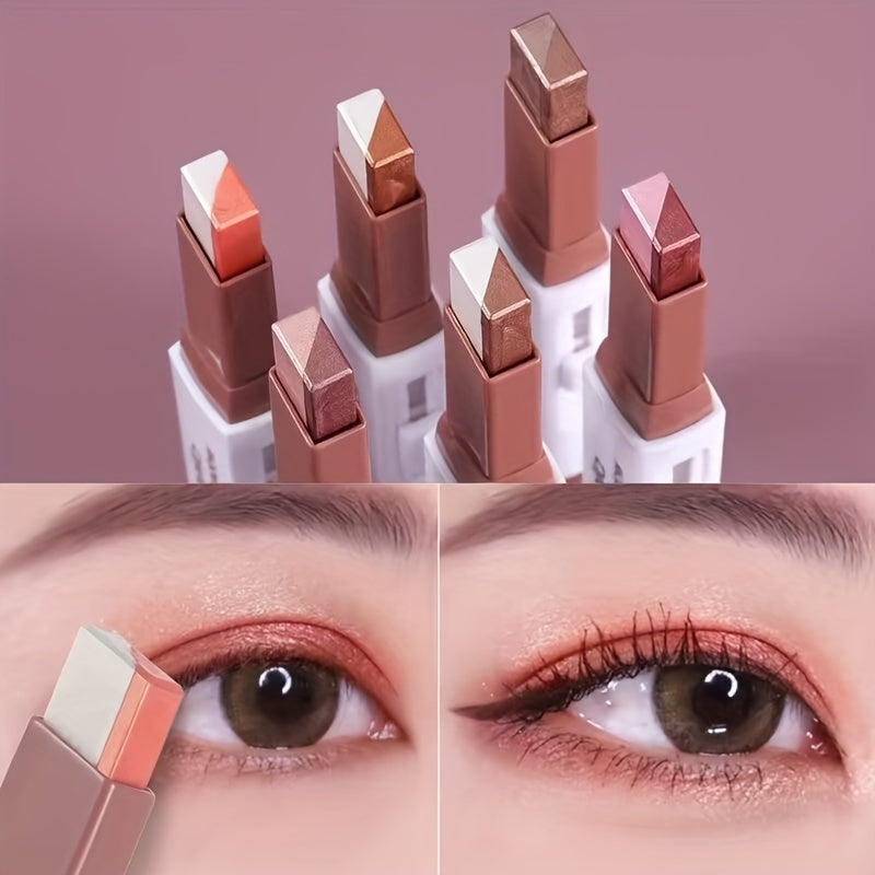 Waterproof Dual-Color 6pcs Eyeshadow Stick - Effortless Matte and Satin Finish - Smooth Application for Stunning Eye Makeup Perfect for Quick Daily Looks and Travel Convenience with Plant Squalane