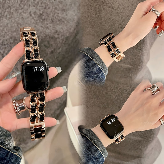 BIIFAKOO new small fragrance style metal stitched ten generations available compatible 38mm 40mm 41mm 42mm 44mm 45mm 46mm 49mm suitable for Ultra Series 10 9 8 7 7 SE 6 5 4 3 5 4 4 3 2 1