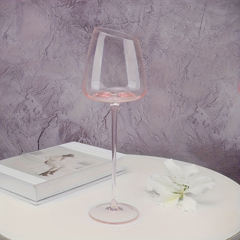 Internet celebrity ins flamingo red wine glass champagne glass oblique mouth household small fresh pink blue crystal glass Bordeaux high foot cup French oblique mouth light luxury style good-looking wine glass sweet wine glass gift box wedding birthday gi
