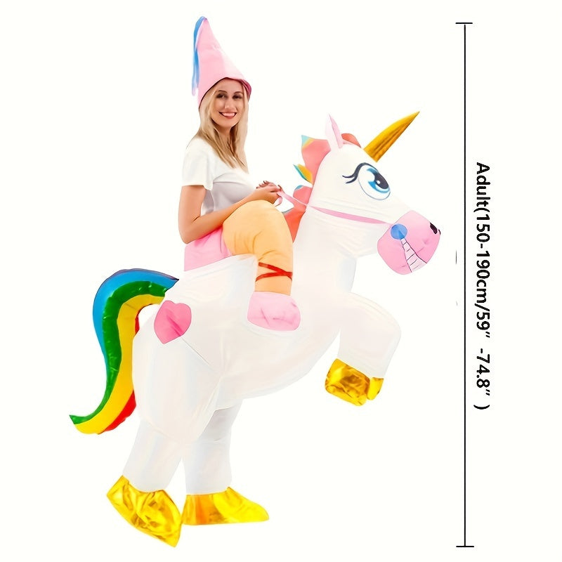 TCFV SOIL Unicorn with Pink Hat & Rainbow Tail - Cute Cartoon Unicorn Riding Outfit for Parties, Photo Booths, Halloween, Birthdays, Unicorn, Photo Booth Attire, Whimsical Design, Durable, Without Battery