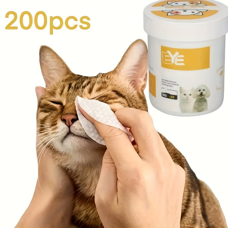 200 Pieces Durable Polyester Pet Eye Wet Wipes: Cat Eye Cleaner Removing Tear Stains, Safe for Cats
