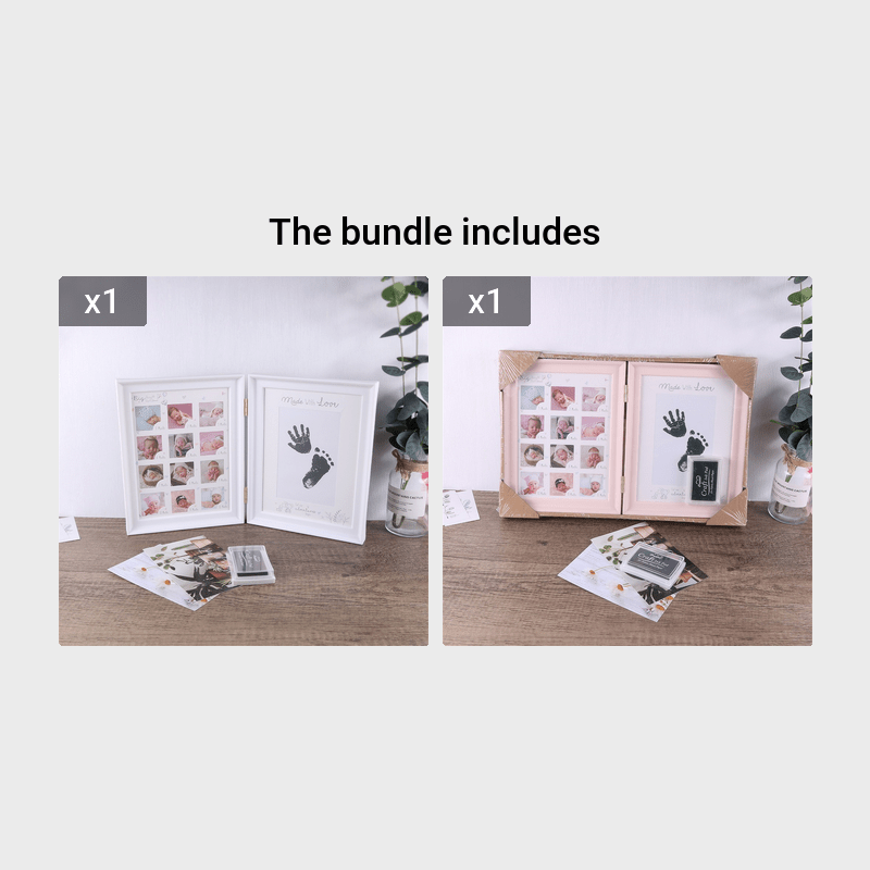 Hand and Footprint Frame - Personalized Polyvinyl Chloride Display with Cute Photos and Inked Footprints, Ideal for Christmas, Halloween, Thanksgiving, and Milestone Celebrations, Memory Book|Charming Frame Design|Polyvinyl Chloride Frame, Room Decor
