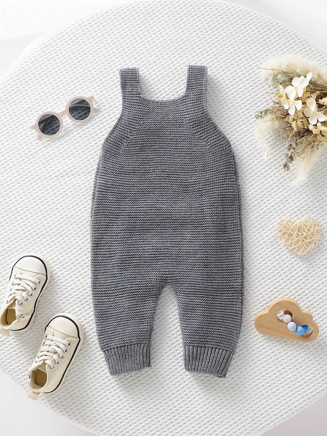 Unisex Bodysuit with Heart Jacquard Detail - Soft 100% Acrylic Square Neck Winter Outfit, Elastic Crotch & Snap Closure, Light Green Adorable Clothing for &, Perfect for Outdoor
