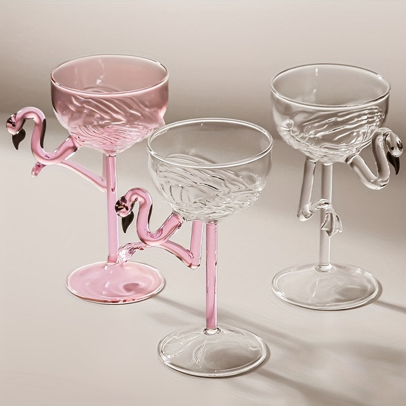 Tropical Flamingo Cocktail Glasses for Bars, Clubs and Home Use, Stylish Transparent Wine Glasses for Summer Drinks, Champagne and Celebration Events, Durable and Versatile, Perfect Party Gift