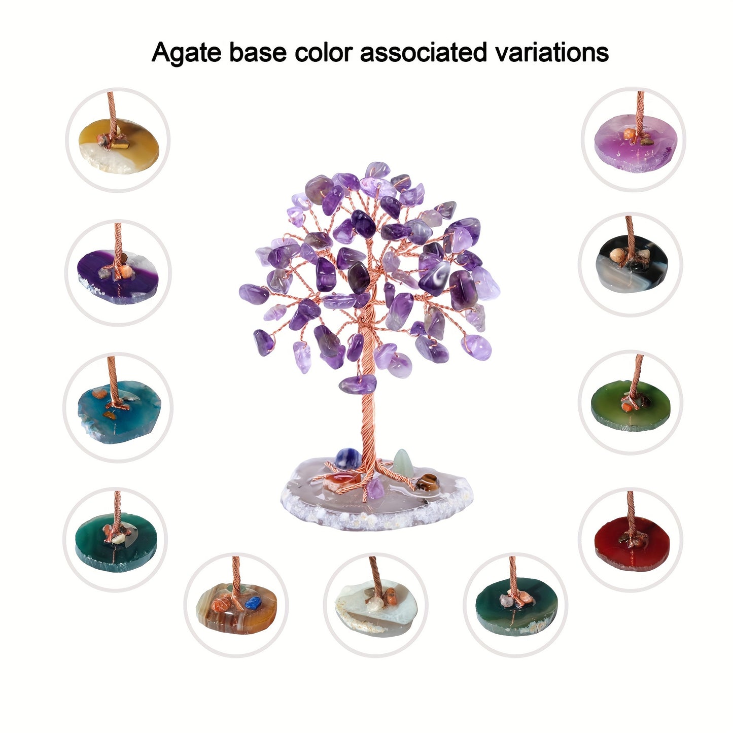 Natural Amethyst Crystal Tree Ornament - 1pc Quartz Decoration Home Decor Festival Gift (Random Base)