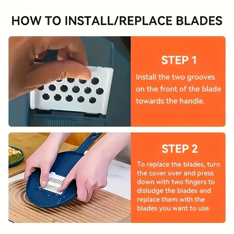 12-in-1 Manual Vegetable Chopper and Mandoline Slicer - Stainless Steel, Non-Rechargeable, Multi-Purpose Kitchen Grater with Hand Guard - Ideal for Shredding, Slicing Carrots, Potatoes, Cucumbers - Perfect Mother'S Day Gift
