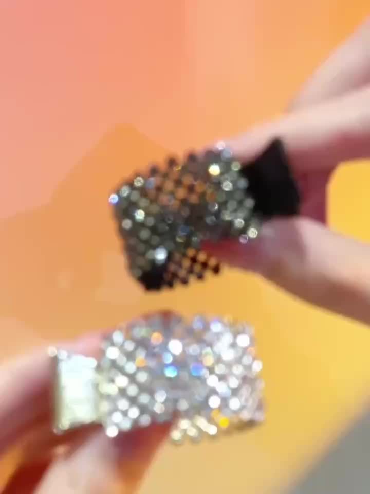1.77Inch Small Hair Claw Clips For High Ponytail, Rhinestone Shark Hair Clips For Women Thick Long Hair(Pack Of 3)