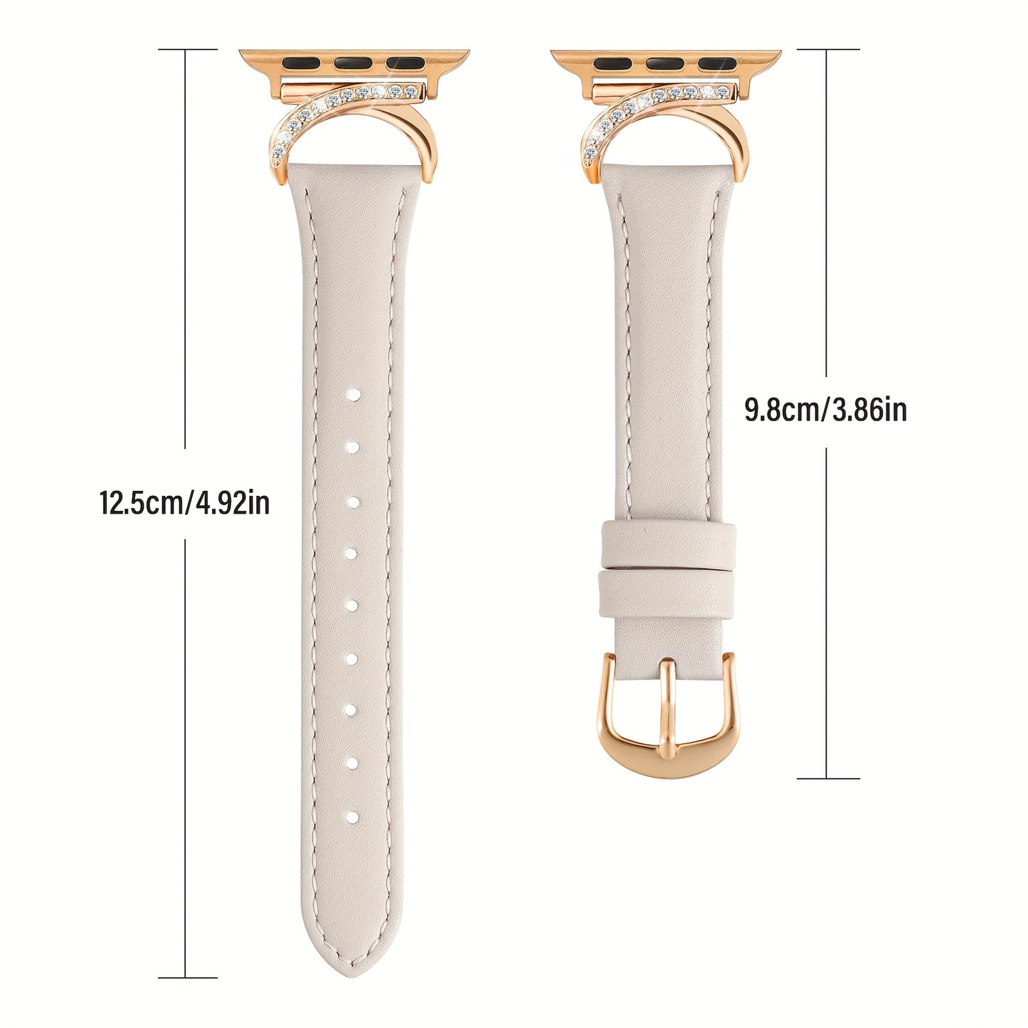 Apple Watch Leather Strap - Ultra-thin Delicate C-shaped Golden Buckle - 41mm 40mm 38mm 42mm 44mm 45mm 46mm 49mm Replacement for Series 10 9 Ultra SE 8 7 6 5 4 3 2 1