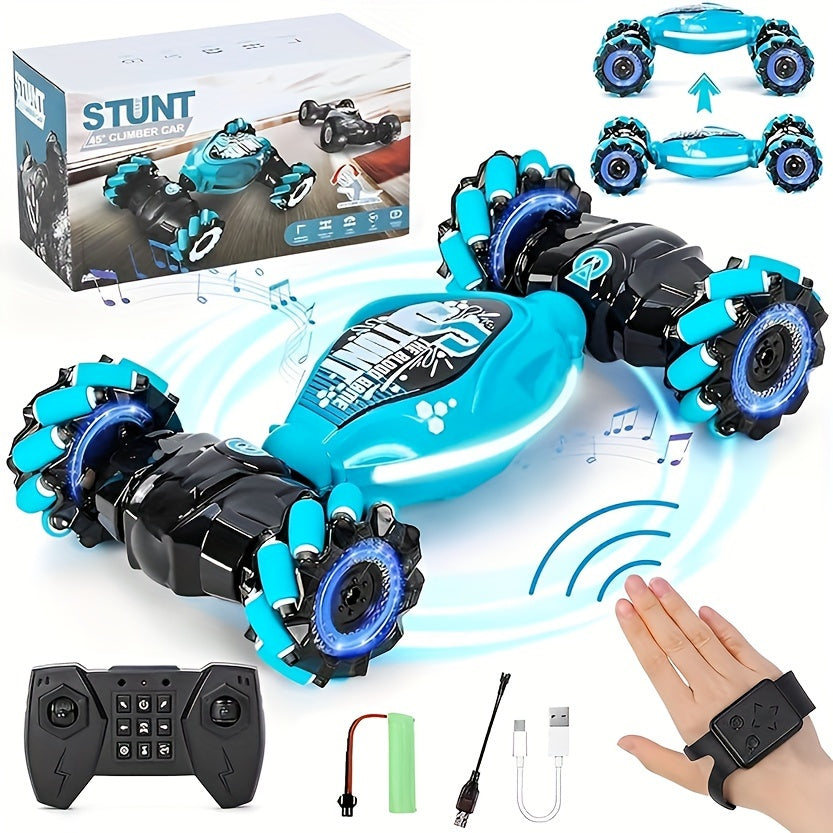 Remote Control Car Toys, Hand Control Remote Control Car for Boys All Terrain Monster Truck Gesture Remote Control Stunt Car 360° Flip for Children Over 14 Years Old with Lights Music