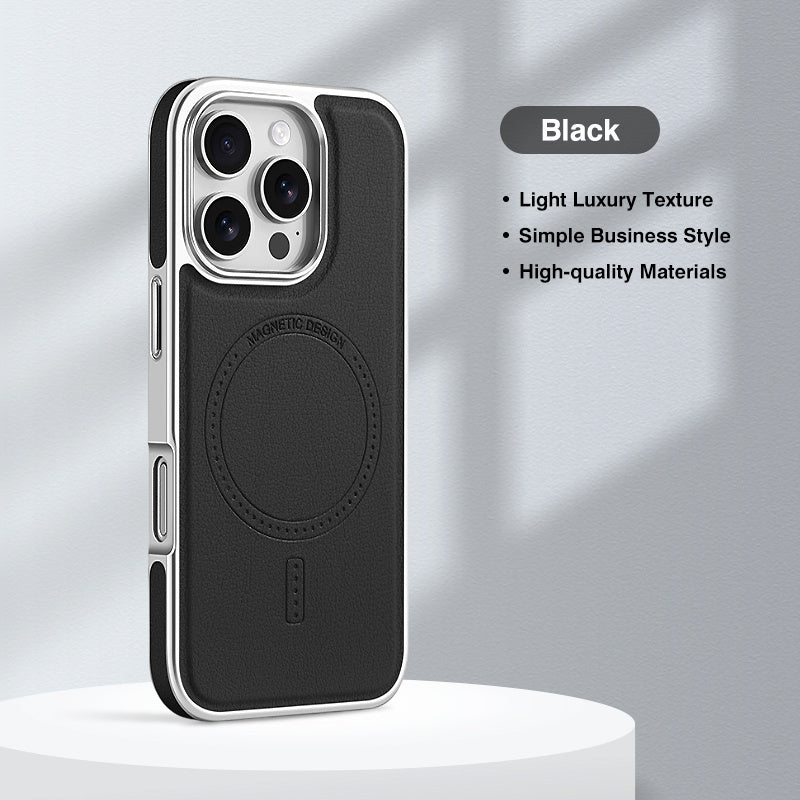 Premium Faux Leather Phone Case for Men & Women, Built-in Strong Magnetic Ring, Wear-resistant and Scratch-resistant, Light Luxury Appearance, Delicate Texture, Anti-drop Protective Cover, for iPhone 13/14/15/16 Pro & Max