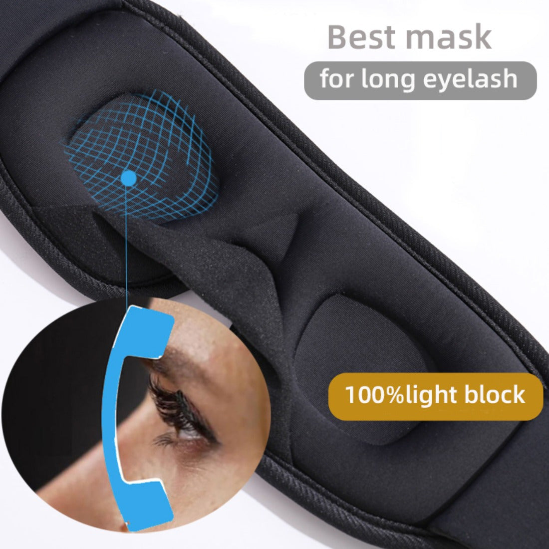 1pc 3D Sleep Mask with BT 5.2 Earphones, Wireless Music Eye Mask for Side Sleepers - Unscented, Rechargeable Lithium Battery, Includes Type-C Data Cable, Perfect Gift and Travel Essential, Travel Eye Mask|3D Contour Mask|Breathable Fabric Mask, Eye Mask f