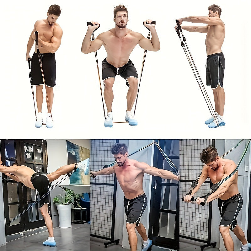 11pcs/set TPE Resistance Bands Set, Resistance Bands, Legs Ankle Straps, Exercise Bands, Workout Bands, For Home Gym, Fitness, Yoga & Pilates