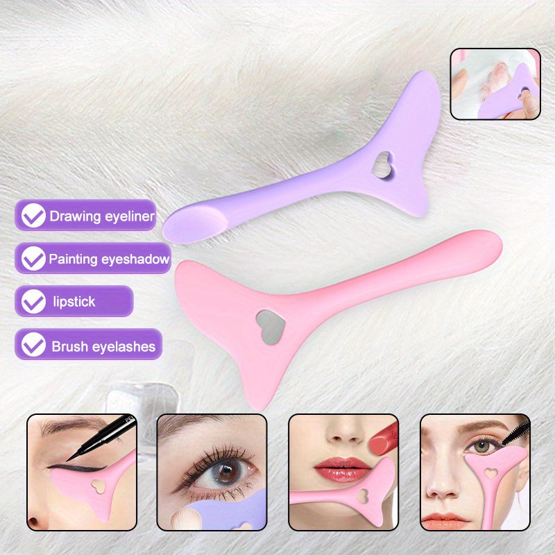 1pc Silicone Makeup Stencil Tool, Multi-Functional Winged Eyeliner & Lipstick Guide, Easy Application Mask Template, No Electricity Needed, for Beginners, Makeup Application Aid|Heartshaped Design|Flexible Silicone Tool