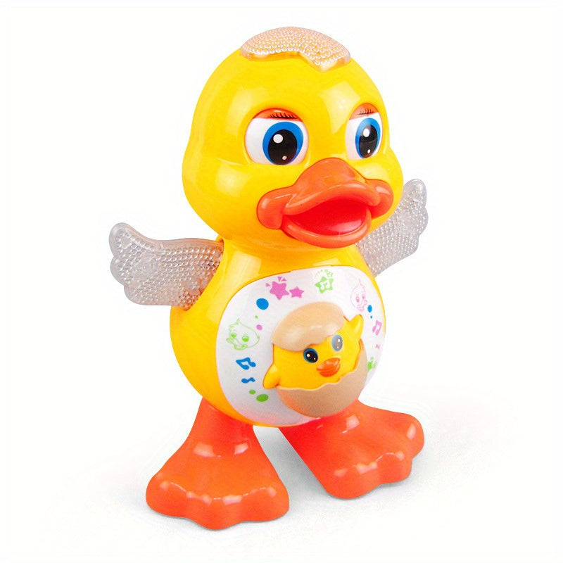 Interactive Dancing Duck Toy with Music, Dynamic Lights, And Eye-Blinking Effects, Educational Cartoon Animal Toy, Durable Plastic Construction, with Battery Not Included, for Toddlers 0-3 Years, Ideal for Halloween And Christmas Gifts