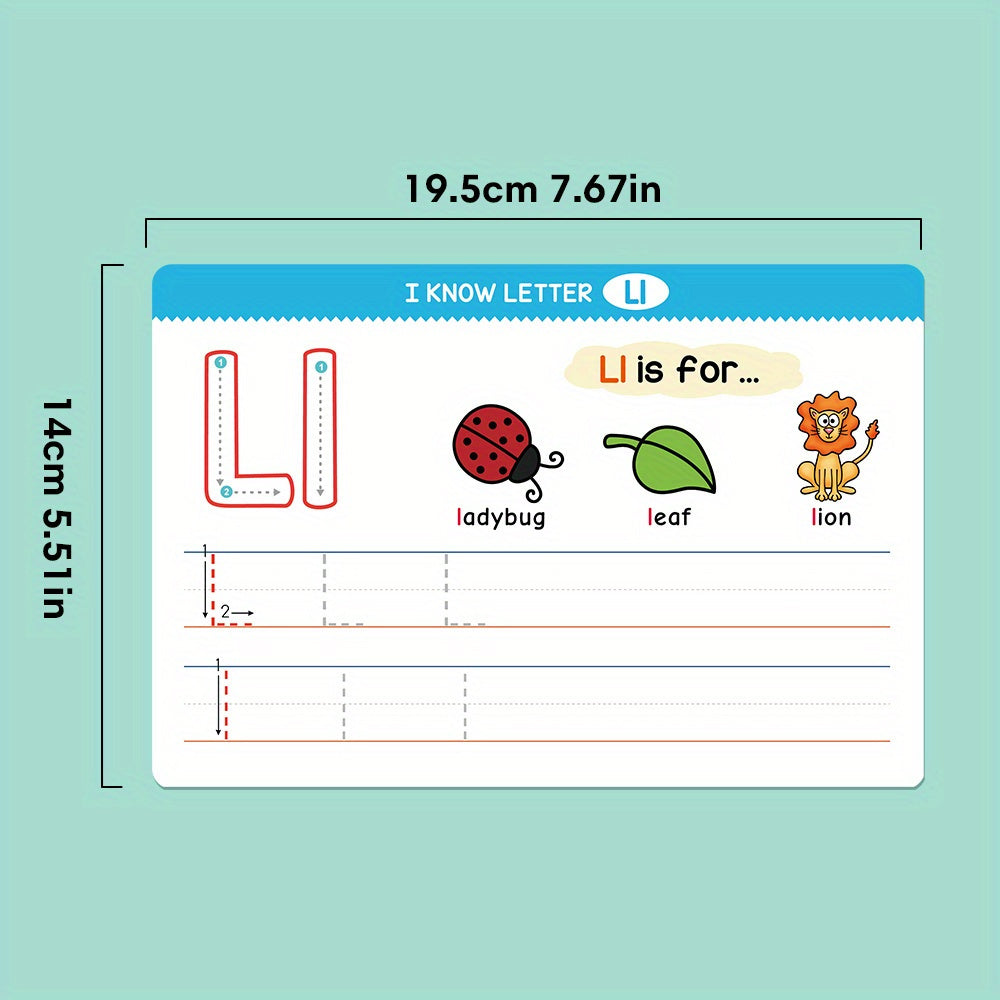 1 Set/2 Sets Trace And Wipe Educational Flash Cards Set, Alphabet Letters & Numbers With Phonics, Reusable Dry Erase Handwriting Practice Tool, ABC Learning Cards For Activities
