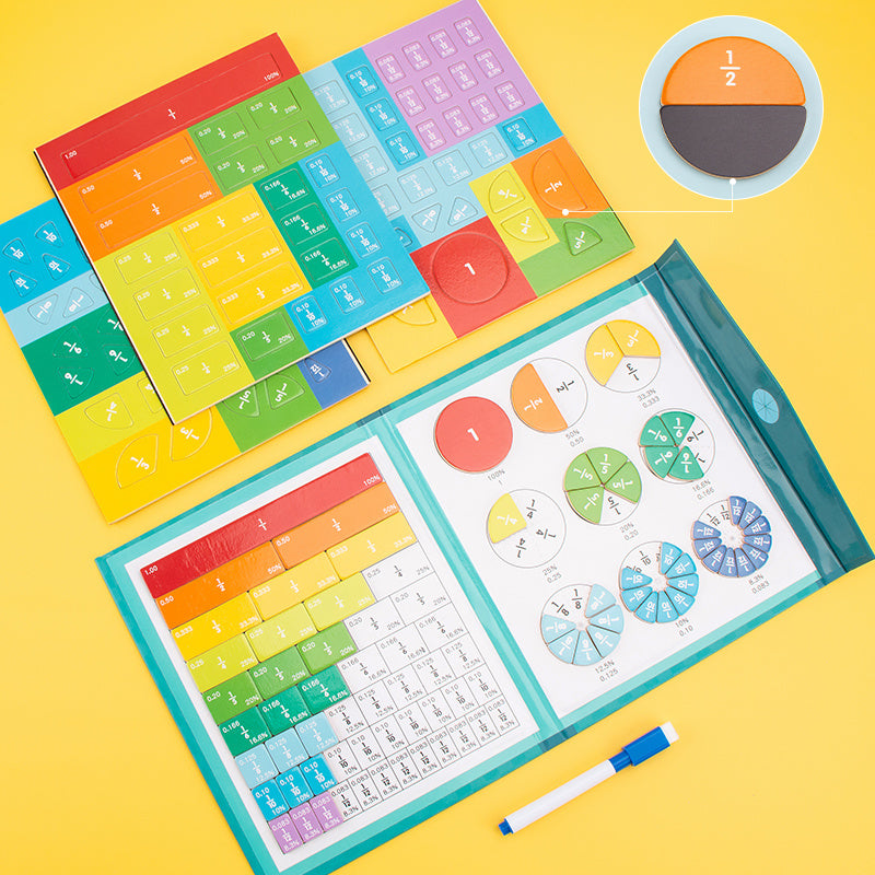 Interactive STEM Learning Aid - Magnetic Fraction Tiles Division Board - Educational Math Counting Game for Youngsters