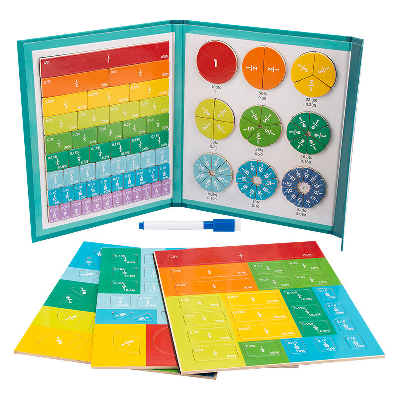 Interactive STEM Learning Aid - Magnetic Fraction Tiles Division Board - Educational Math Counting Game for Youngsters