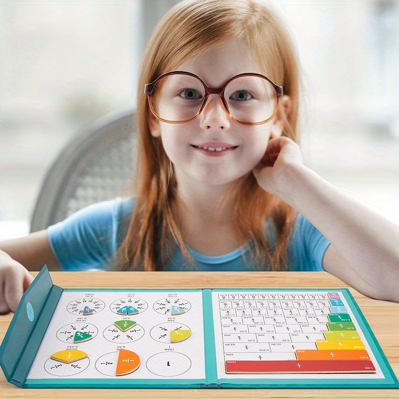 Interactive STEM Learning Aid - Magnetic Fraction Tiles Division Board - Educational Math Counting Game for Youngsters