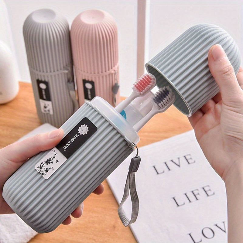 Travel Toothbrush with Portable Storage Box, Rinse Cup, And Toothpaste Holder - Alcohol-Free, Compact Design for On-The-Go Oral Care