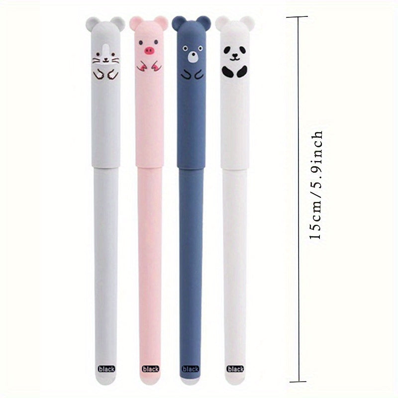 21pcs/set Erasable Bear Animal Gel Pens Easy to Erase 0.35mm Black and Blue Gel Pen Refills Animal Writing Stationery Office Supplies