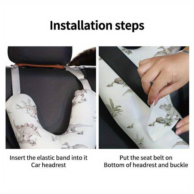 Kids Car Seat Neck Pillow, Y-Shaped Safety Belt Travel Cushion, Adjustable Shoulder Pad, Creative Question Mark Design for Long Drives, Train, Airplane - Polyester Fiber, 1-Pack