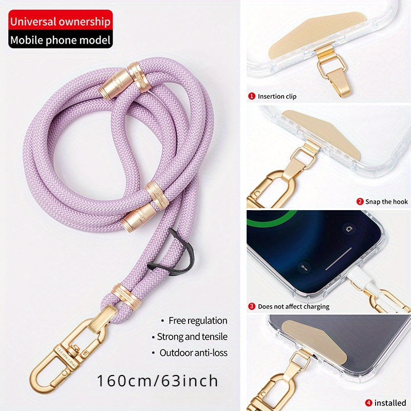 63-Inch Adjustable Crossbody Phone Lanyard with Clip - Durable, Anti-Theft Wrist Strap for Secure Shopping & Travel - Available in Multiple Colors