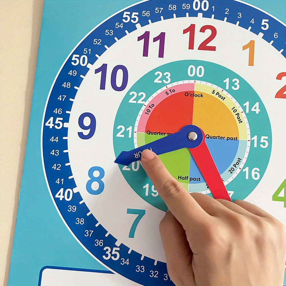 Not Real Clock Dry Erase Teaching Demonstration Clock, Telling Time Teaching Clock for Kids Learning to Tell Time, Easy to Read Learning Clock Educational Toys for Classrooms & Homeschool Supplies