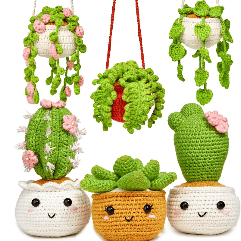 6pcs DIY Handcraft Set Beginner Crochet Kit with Yarn, Instructions, Video Tutorial for Adults - Perfect for Halloween & Christmas Gifts