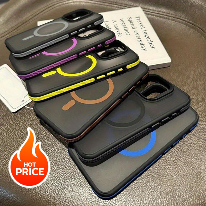Iphone 16, 15 Pro Max, 16 Plus Magsafe Case - Vibrant Bicolor Matte Frosted Design, Magnetic Translucency, Splice Color Cover, Shockproof, Ultra-Thin, Lightweight, Easy Installation, Perfect Fit, Compatible with Wireless Charging