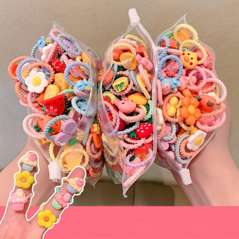 40pcs Cute Hair Ring Set - Women's and Girls' Colorful Elastic Hair Bands, Suitable for Ponytails and Braids
